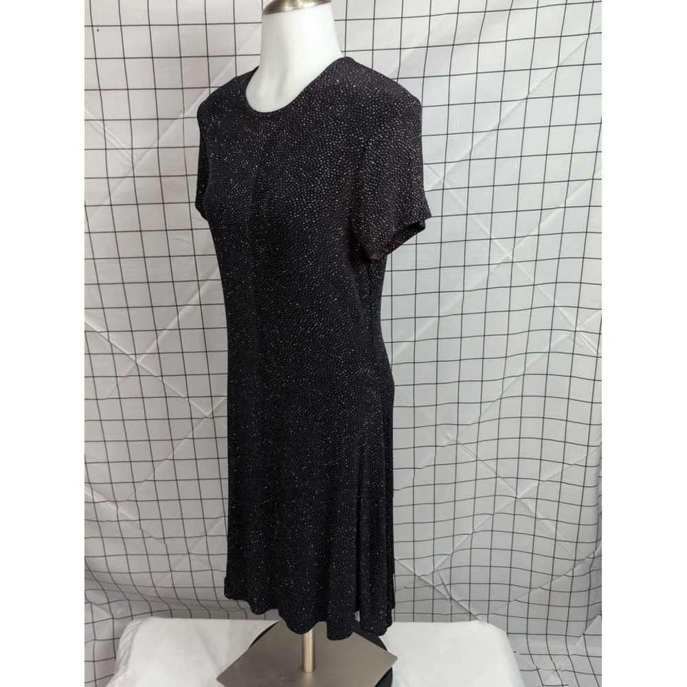 Maurices ~ Glitter Dot A-Line Dress ~ Size Large ~Black/Silver Short Sleeve Knit - Picture 4 of 10